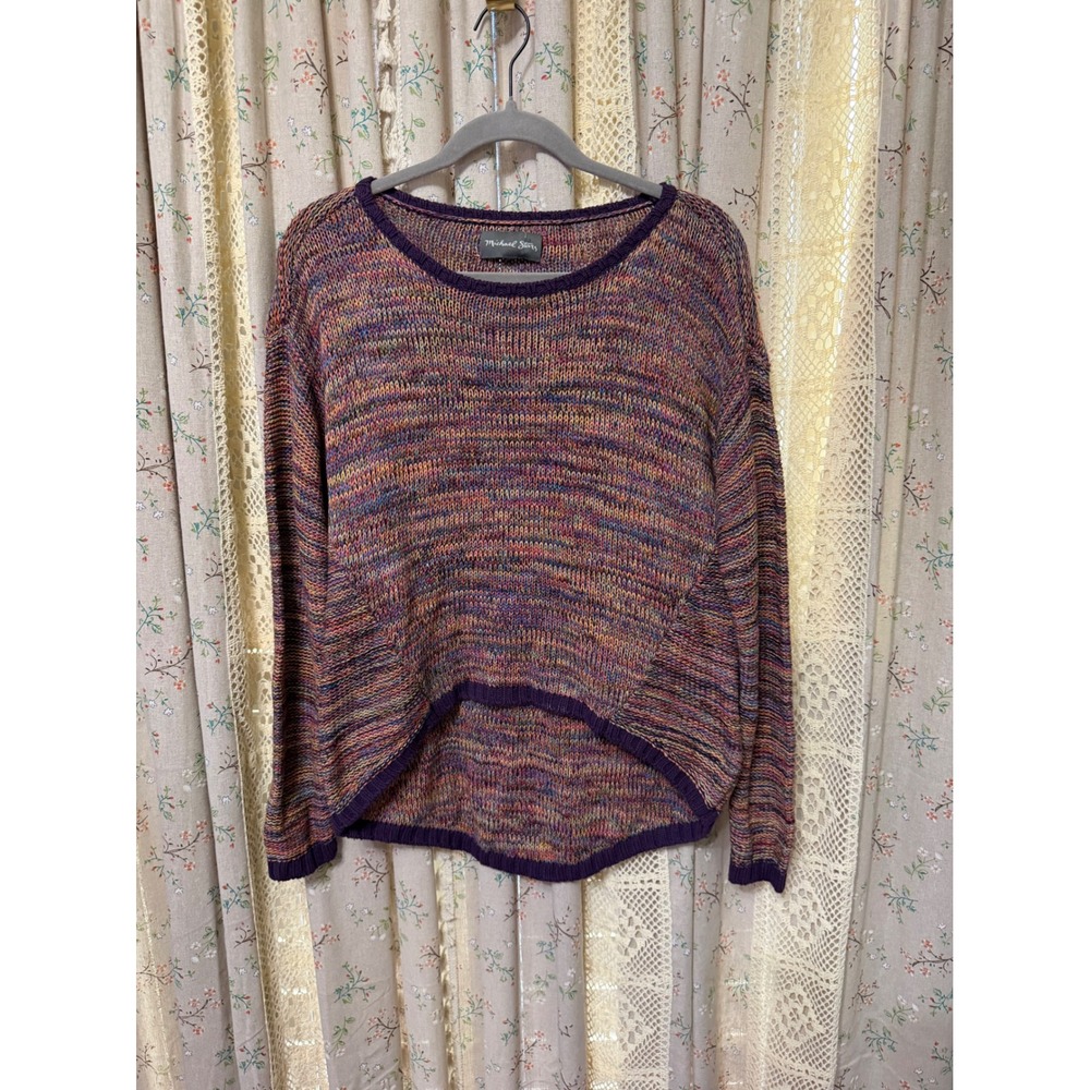 Michael Stars Space Dye Knit Sweater Purple Multicolor Cotton Womens XS S